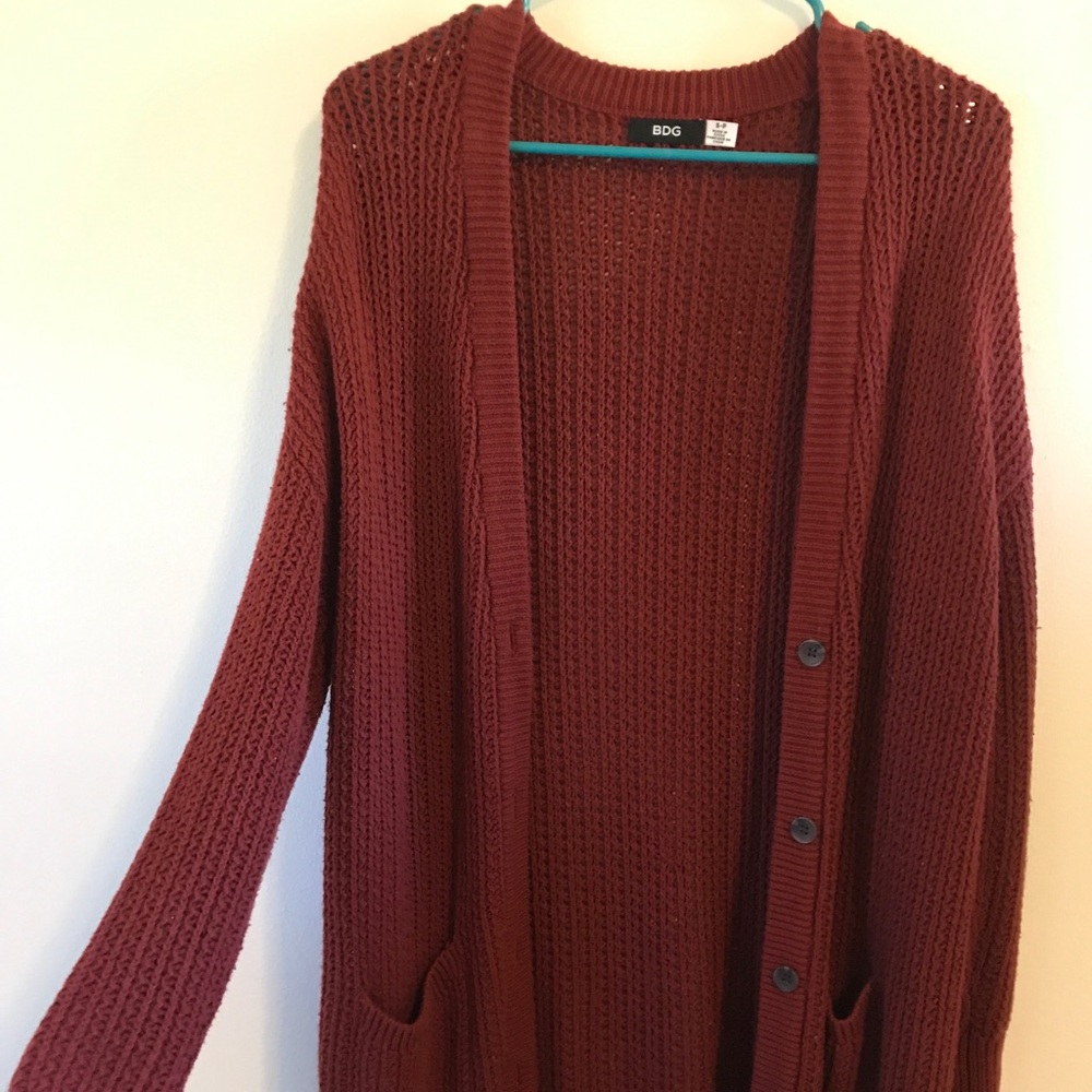 BDG Burnt Orange Long Cardigan, Size S